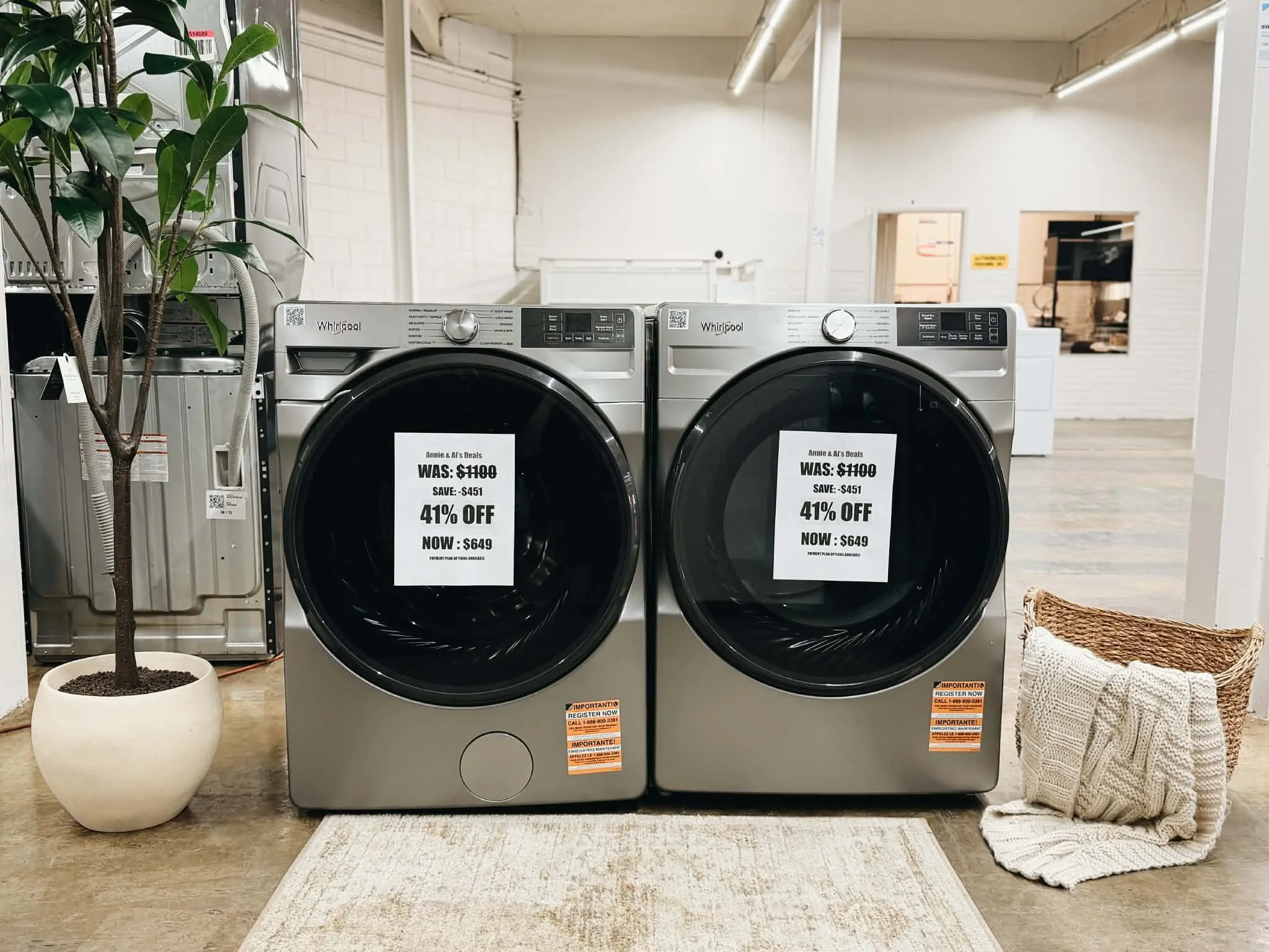 Whirlpool laundry washer dryer set on sale at Huntsville Appliance Outlet
