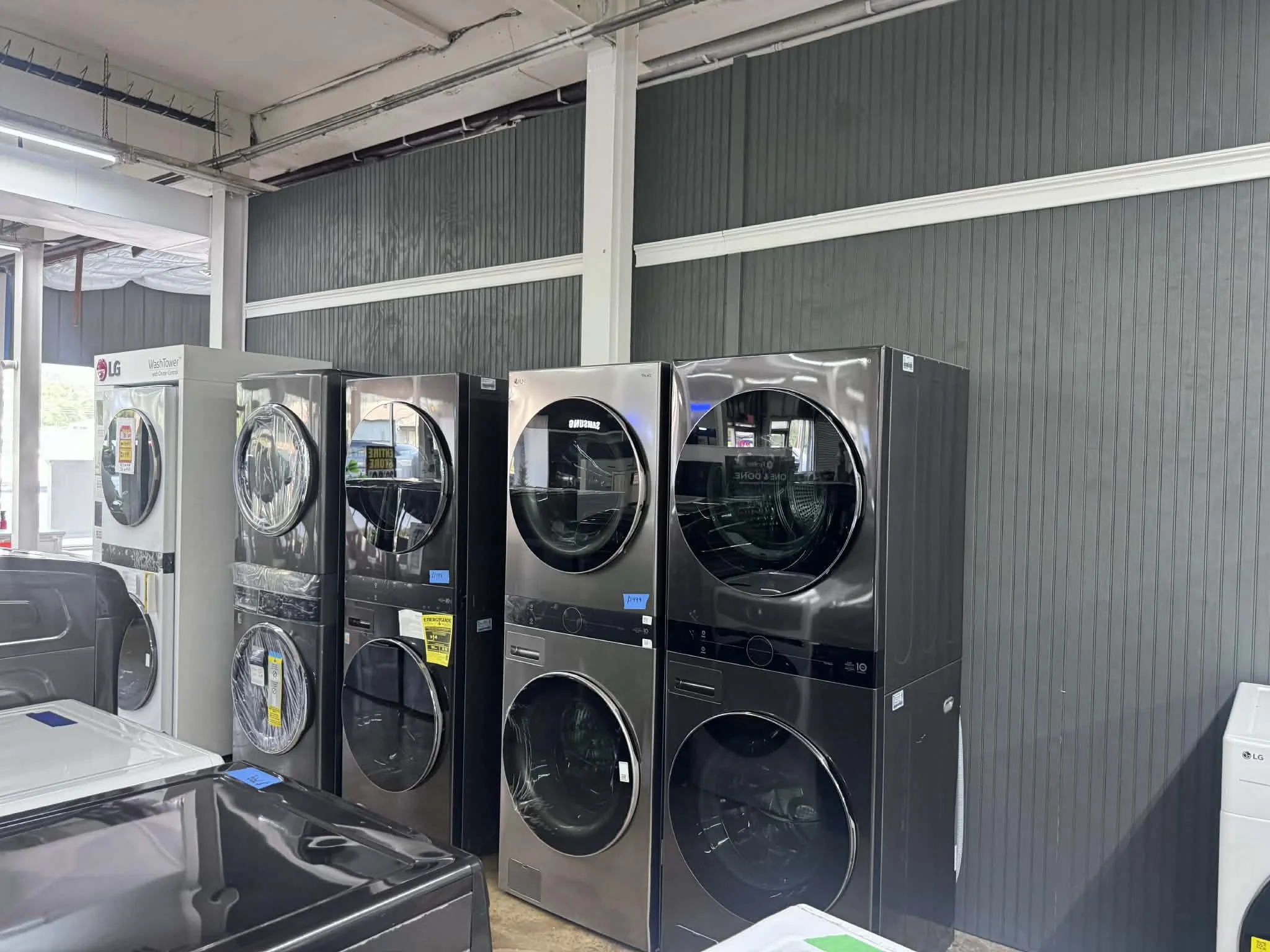 LG washtower stackable frontload washer dryer set, on clearance at Huntsville AL appliance showroom