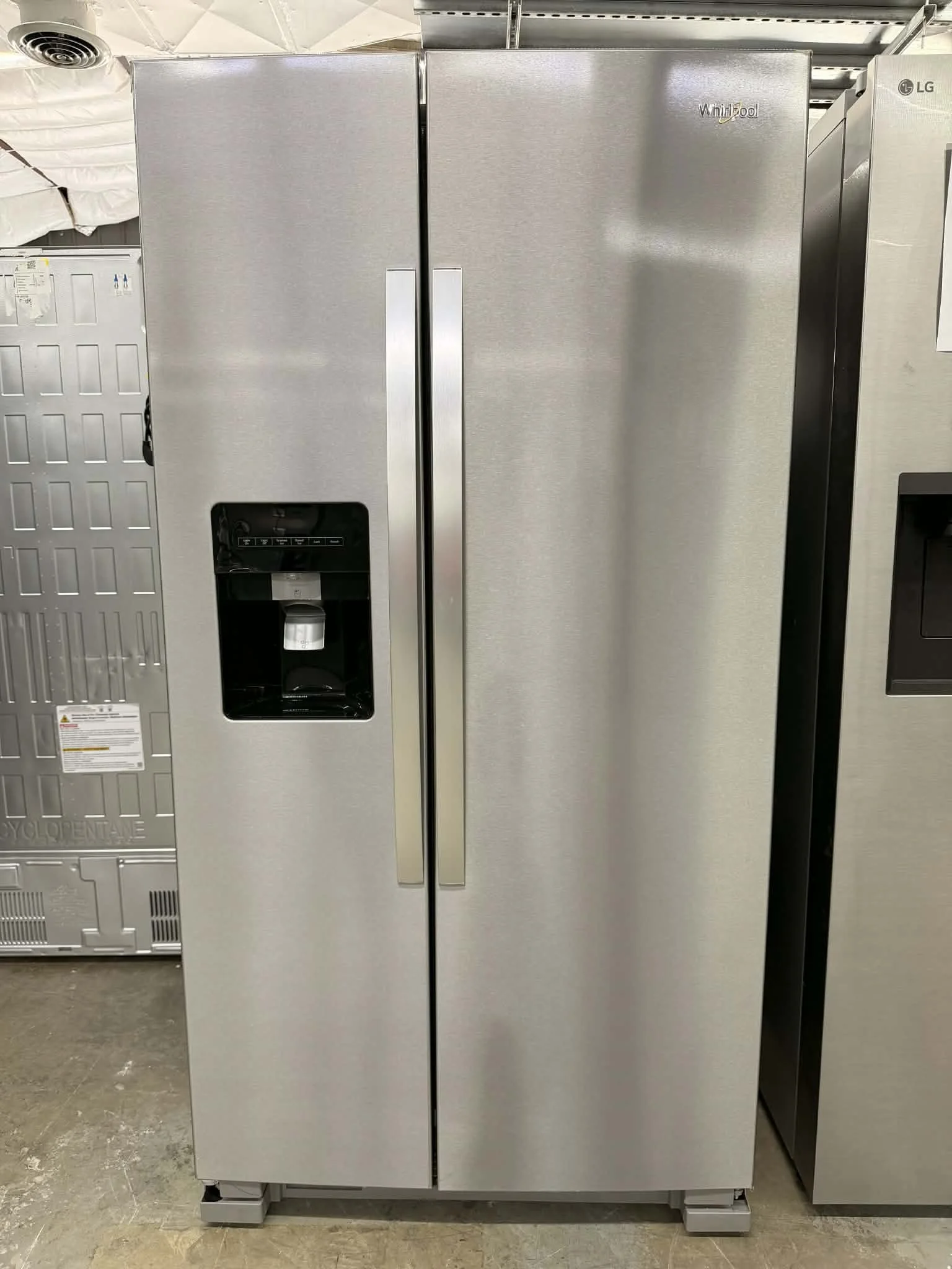 50% OFF Whirlpool 24.6-cu ft Standard-Depth 36-in Wide Side-by-Side Refrigerator with Ice Maker ,Water and Ice Dispenser ( Fingerprint Resistant Stainless Finish