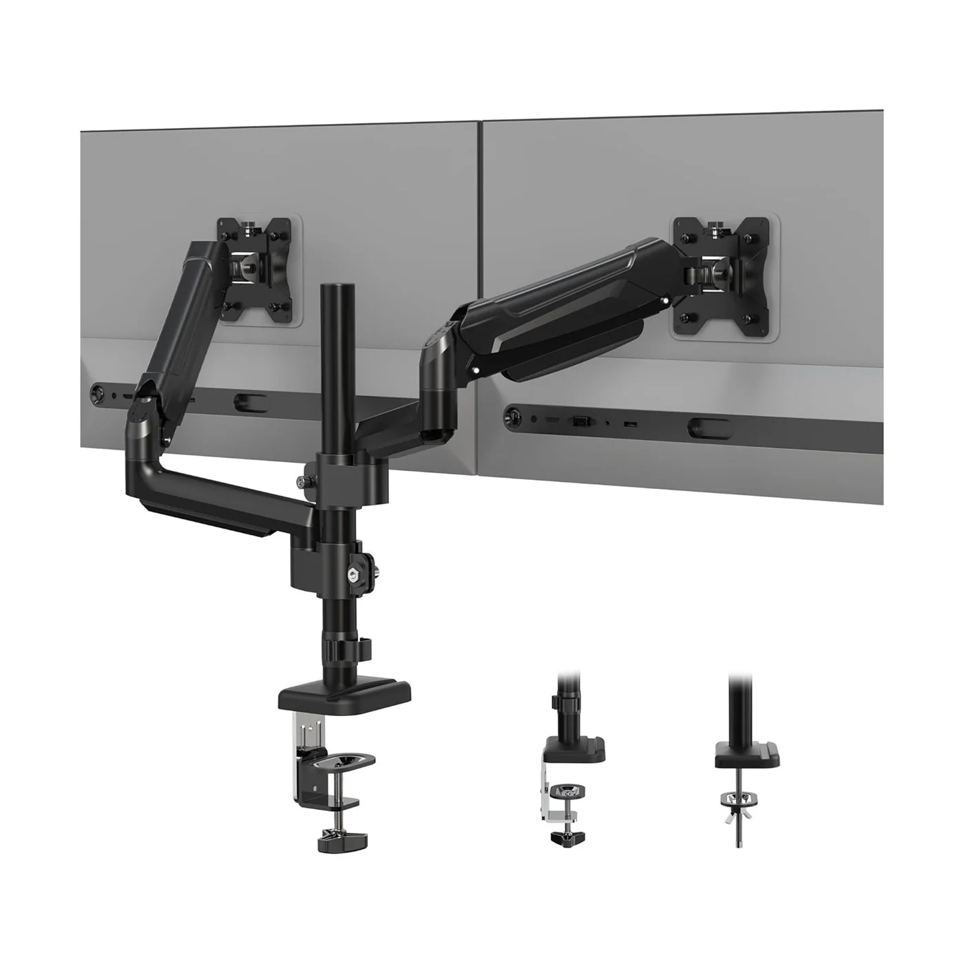BONTEC Dual Monitor Desk Mount for 32 inch screens, Ergonomic Gas Spring Arm Stand BRA-02