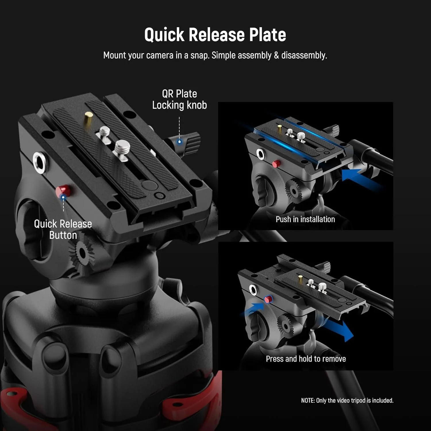 NEEWER Basic 74 Video Tripod with Fluid Head , Metal Camera Tripod - BRA-03 - 3.jpg