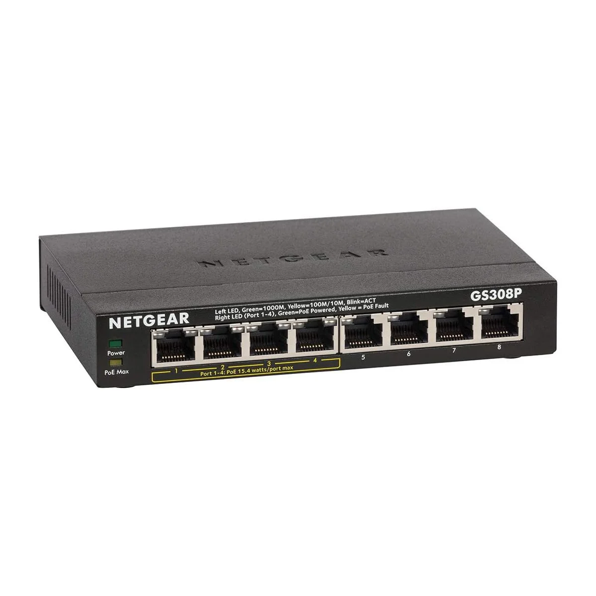 8 Port POE Netgear GS308P - 4 of 8 ports POE - UNBOXED - S5