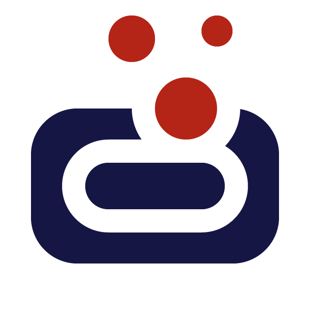 Abstract graphic of a monkey in dark blue and black with red circles around its head.