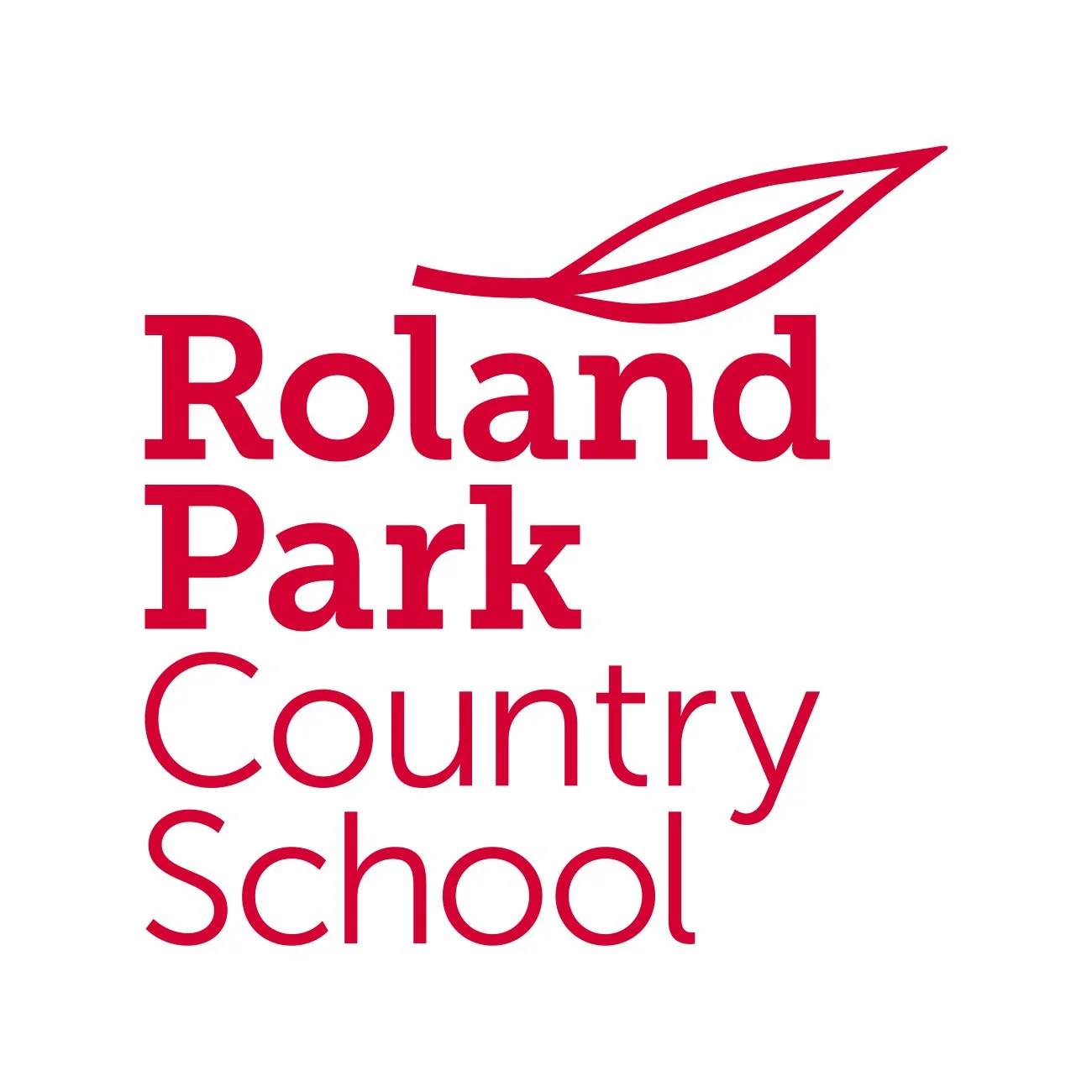 Logo for Roland Park Country School featuring red text and a stylized leaf design.
