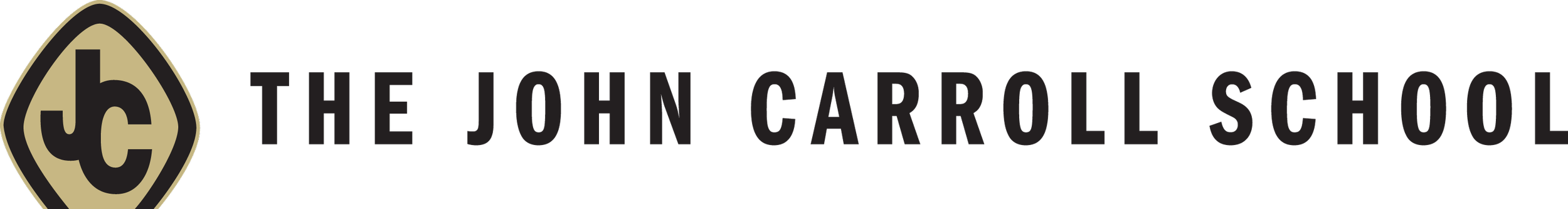 Logo of The John Carroll School with stylized initials JC in black and gold.