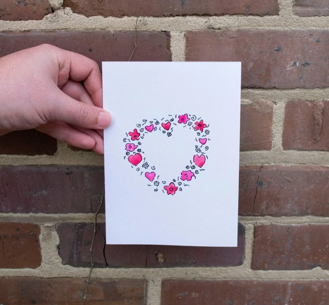 Flora Heart Hand Painted Card