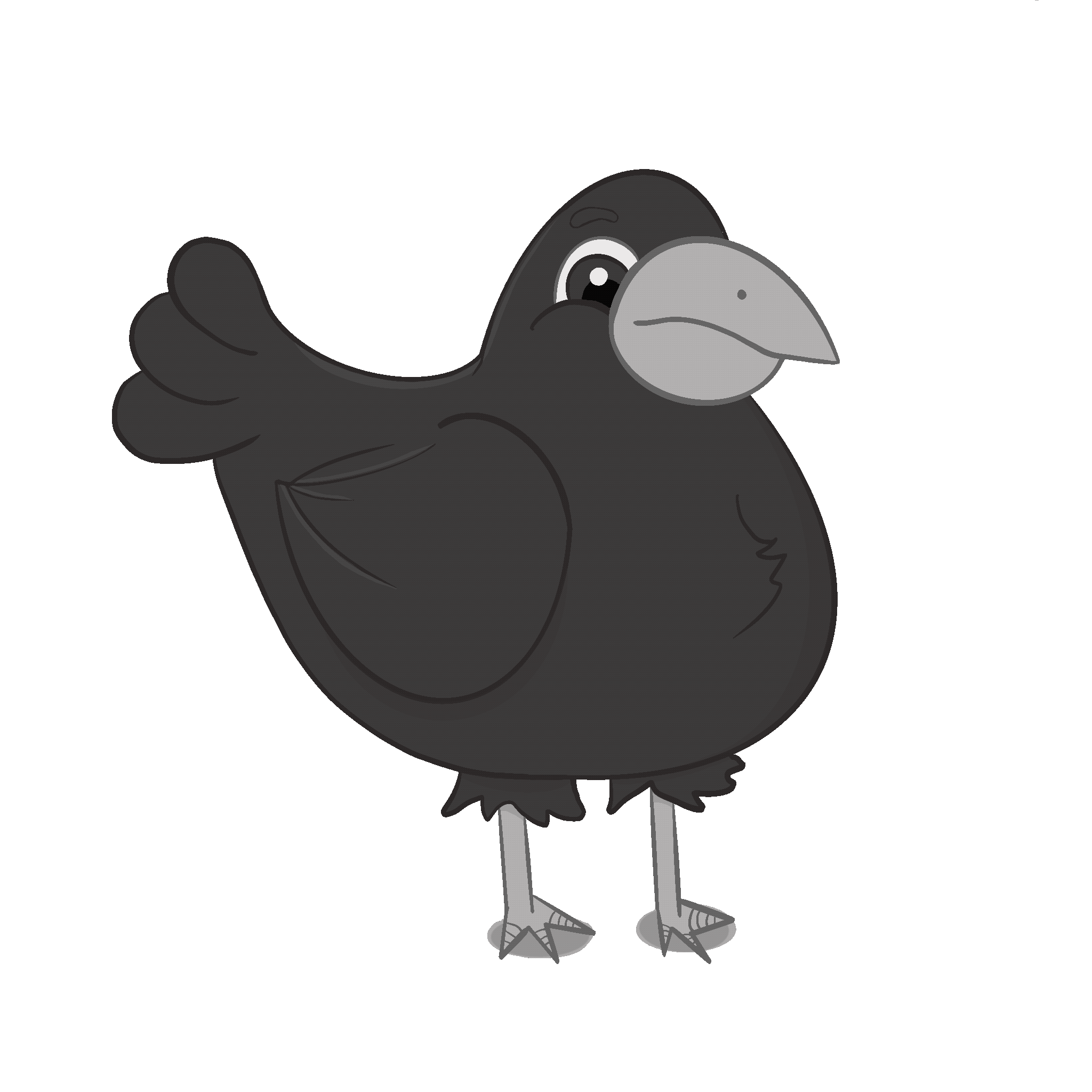 Animation of a crow saying Squak.