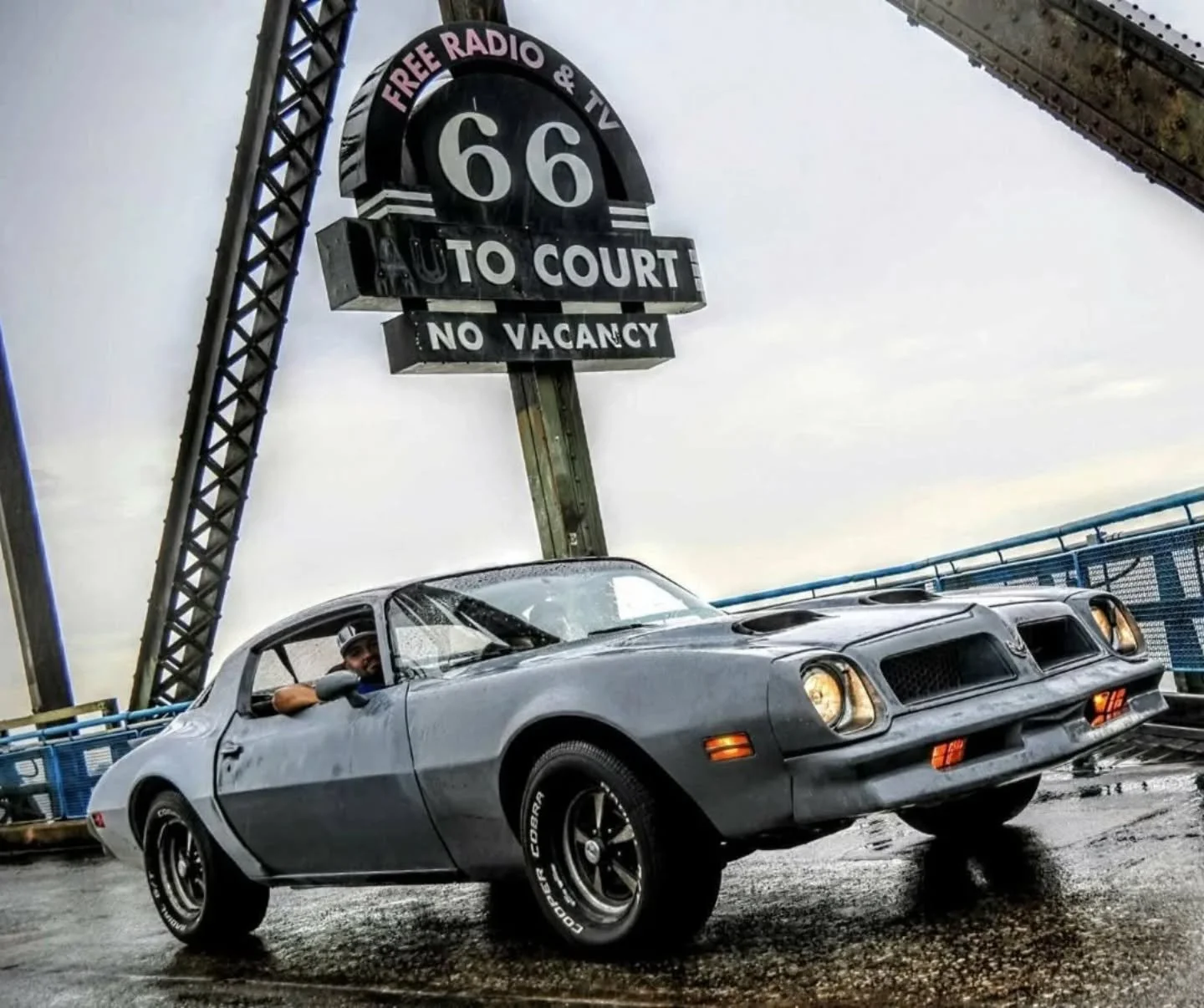 Currently one of my favorite photos! Riding in my friend's car during Firebirdfest, crossing the Old Chain of Rocks Bridge, a Route 66 landmark. #route66