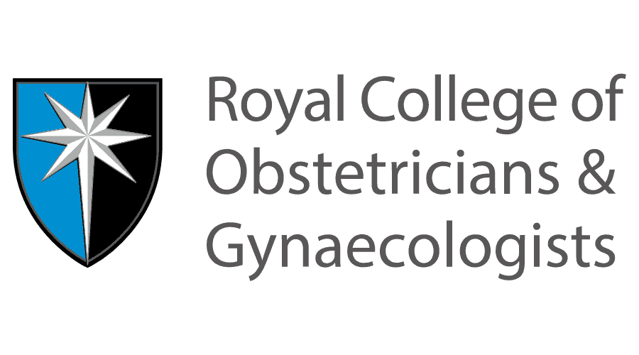 Logo of the Royal College of Obstetricians & Gynaecologists with a shield featuring a star in blue and black colors.