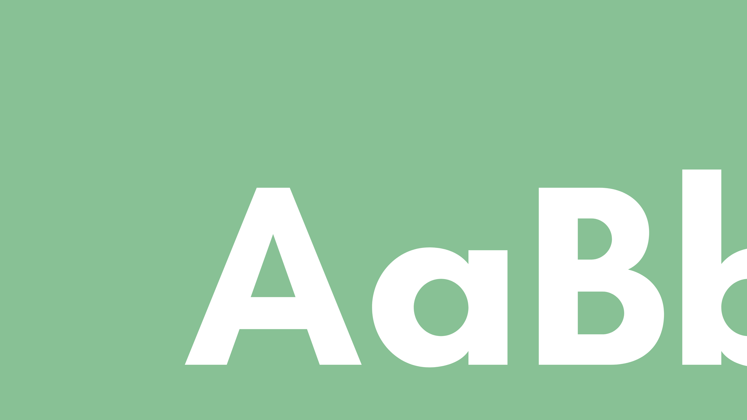 Large white alphabet letters on a green background, showing 'A' and 'B'.