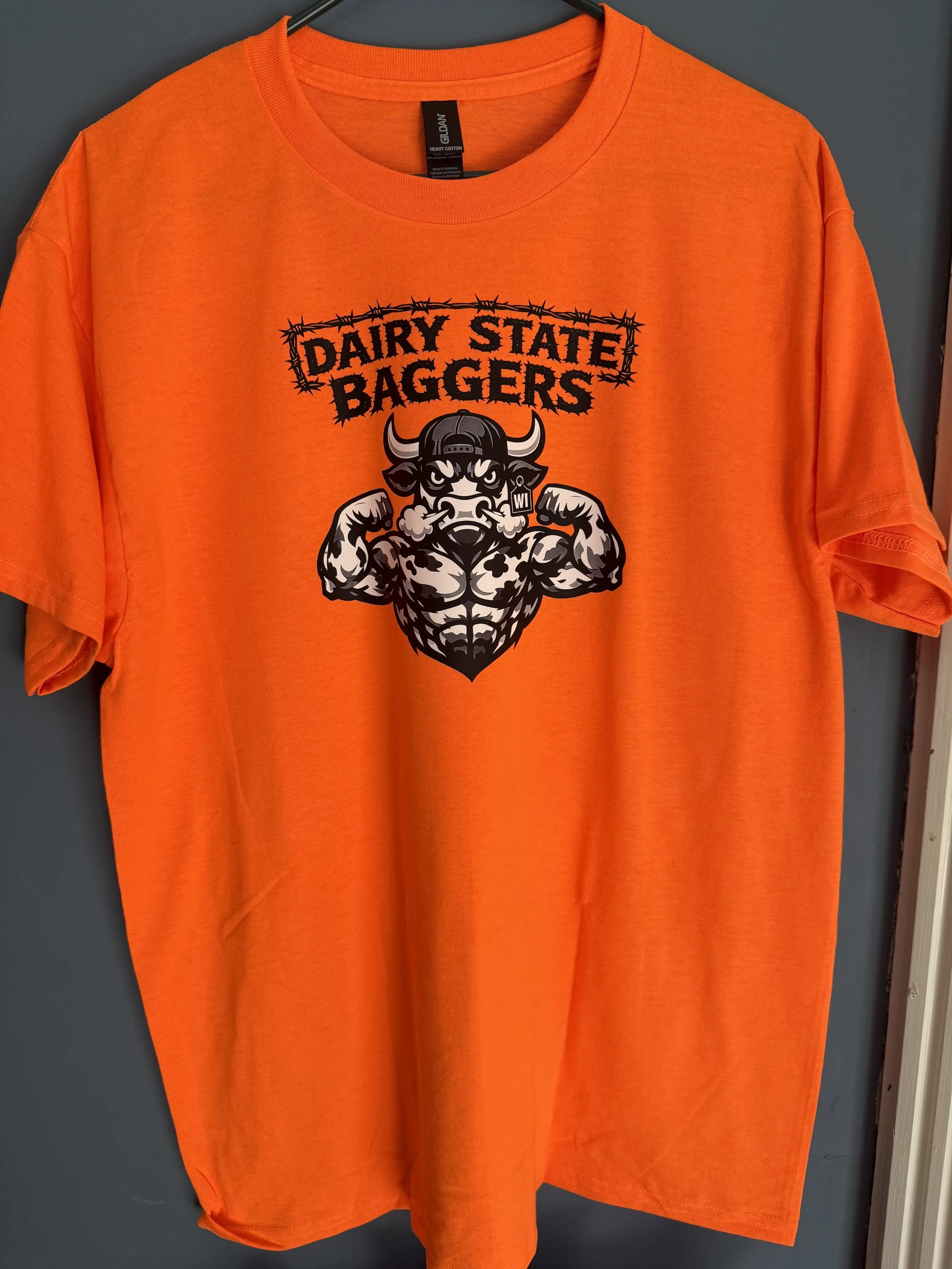 Dairy State Bagger Flexing Bull Barbered Wire T-Shirt