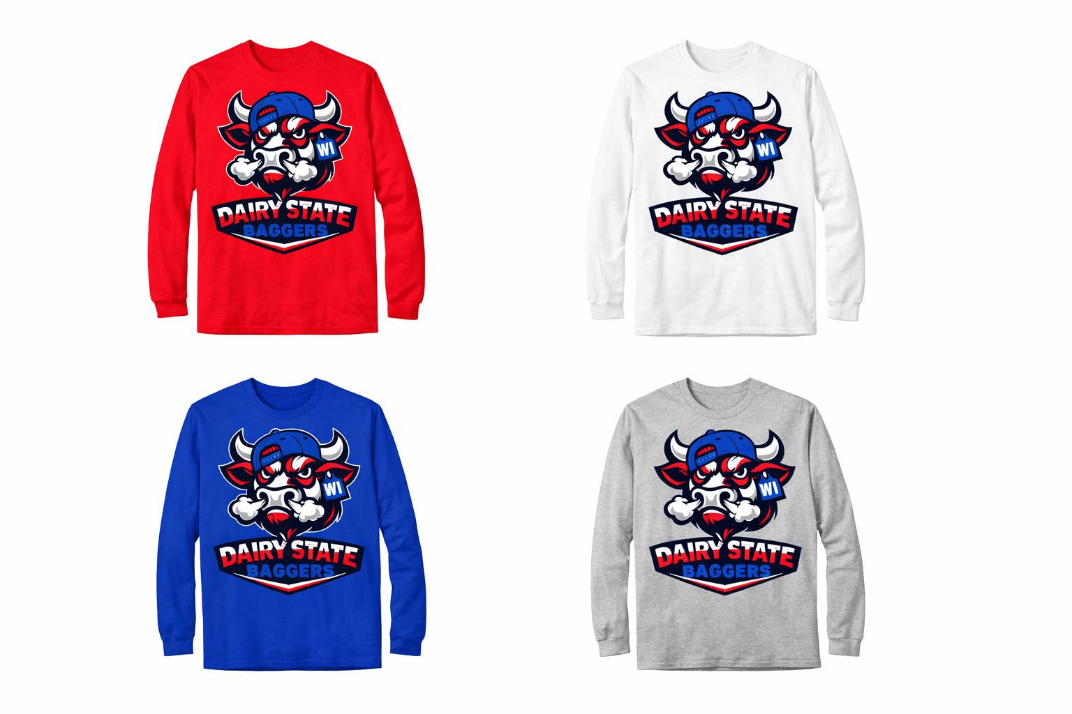Dairy State Baggers Patriotic Bull Long Sleeve Shirt