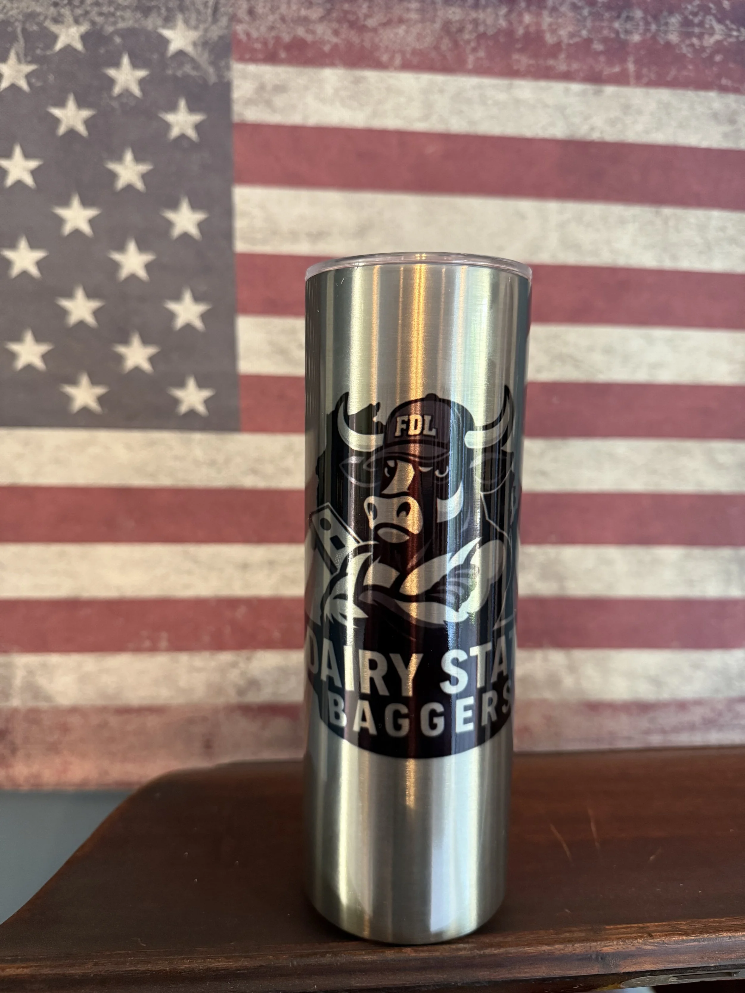 Silver Black Bull/Flexing Blue Bull Tumbler
