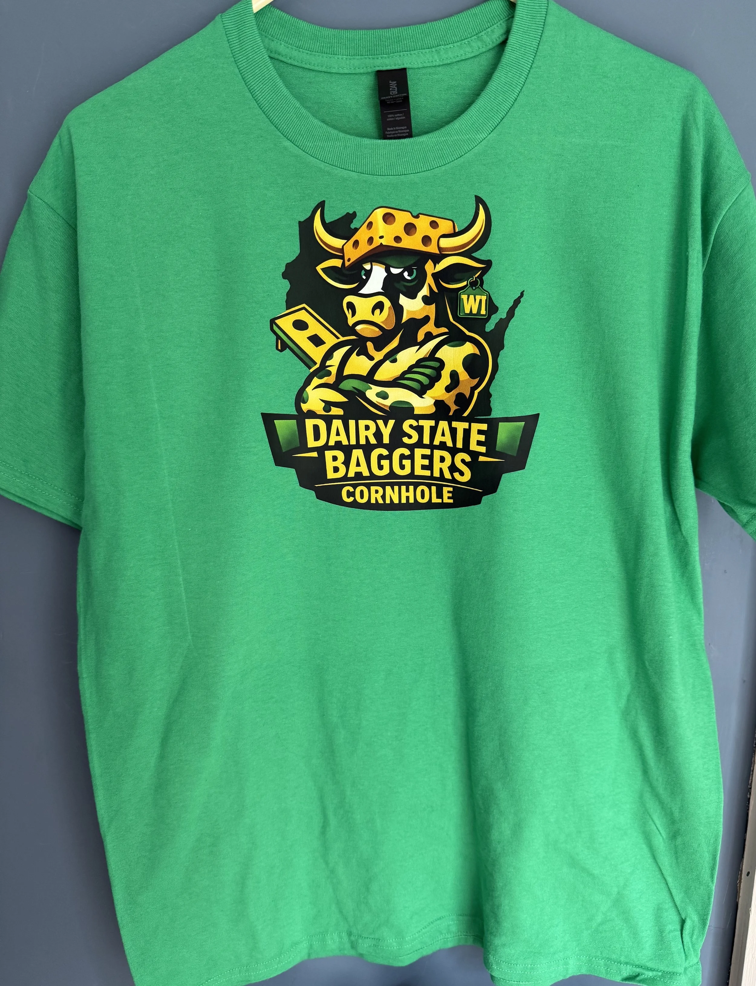 Dairy State Baggers Gold/Green Head of Cheese T-Shirt
