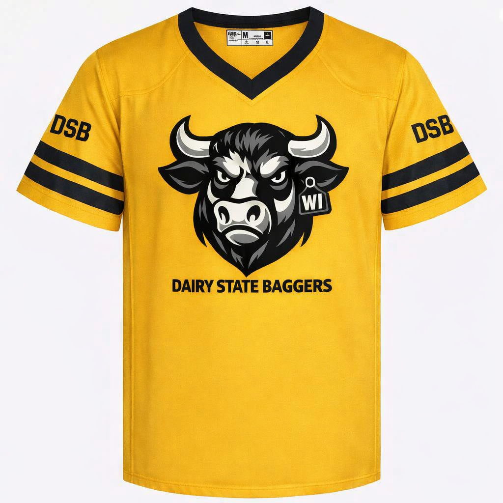 Dairy State Baggers Yellow & Black Bull Head Jersey