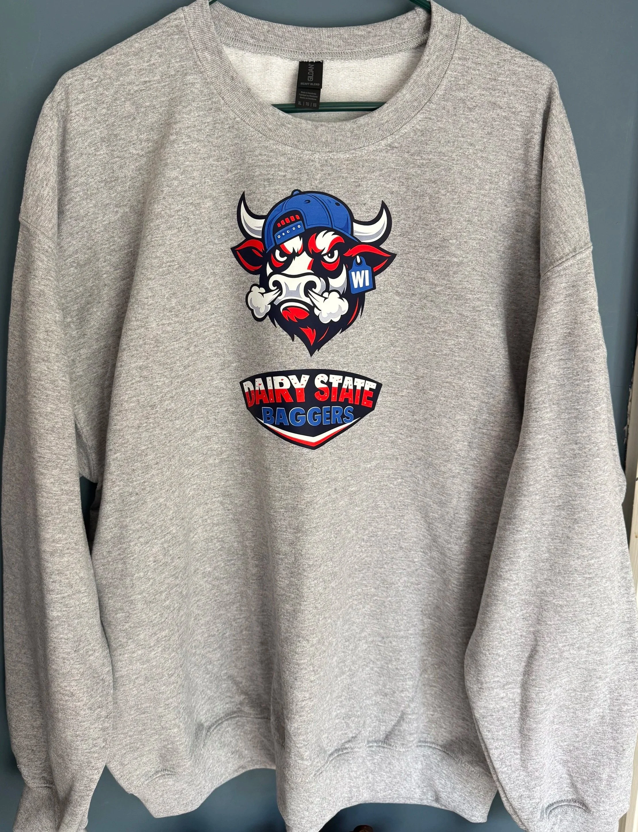 Dairy State Baggers Red, White and Bull Crewneck Sweatshirt