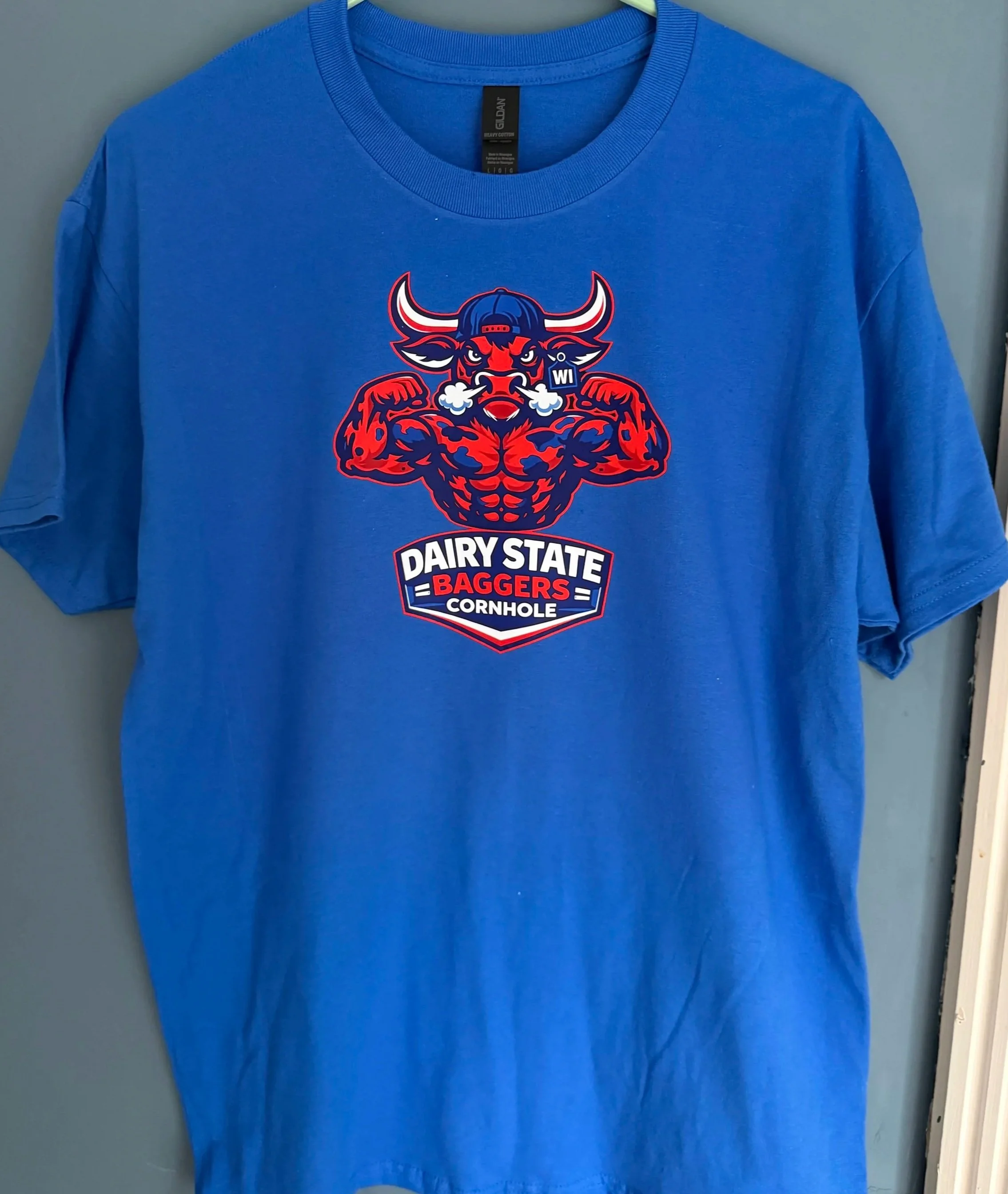 Dairy State Bagger Red, White and Bull Flexing Bull T-Shirt