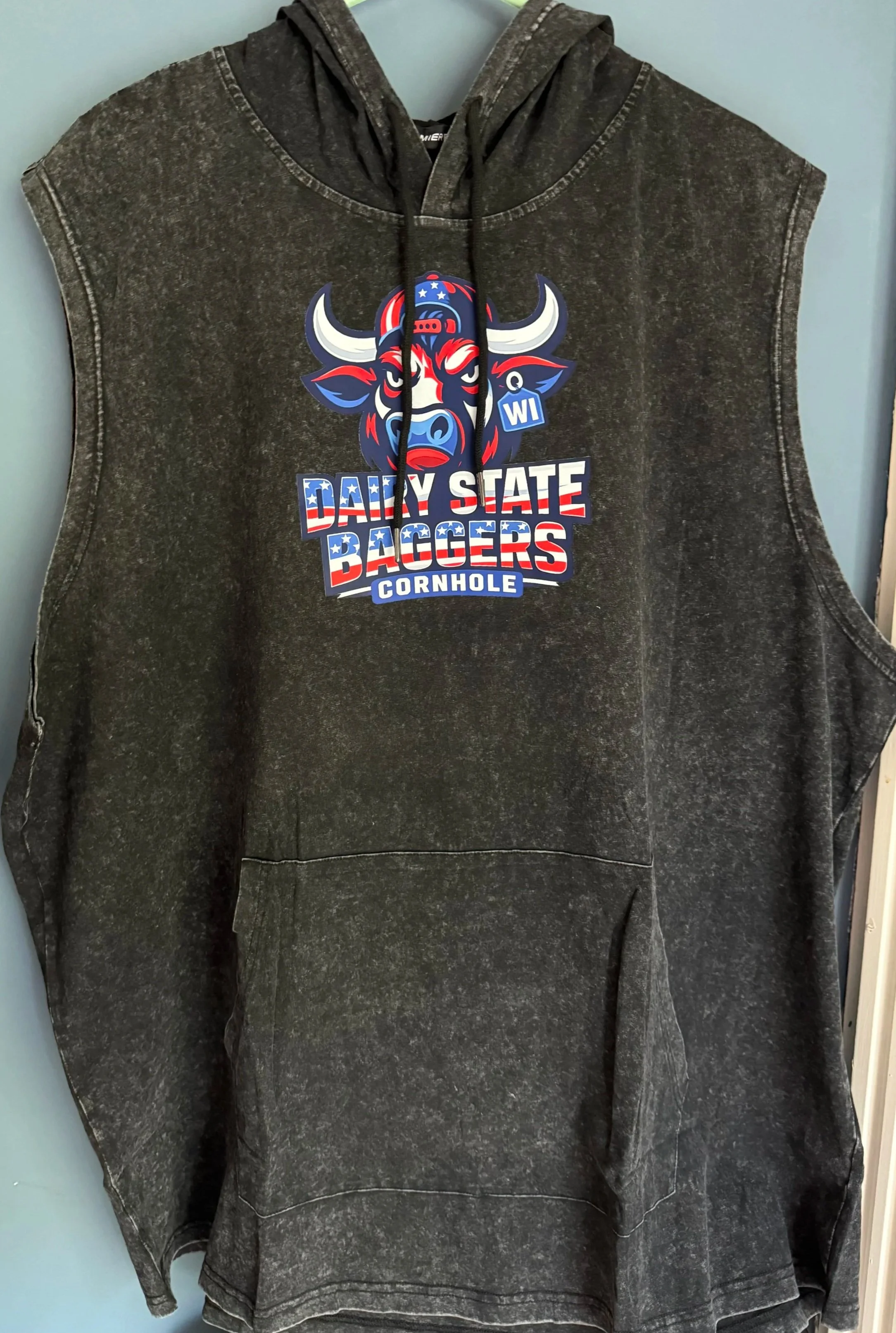 Dairy State Baggers Red, White and Bull Flag Sleeveless Hoodie