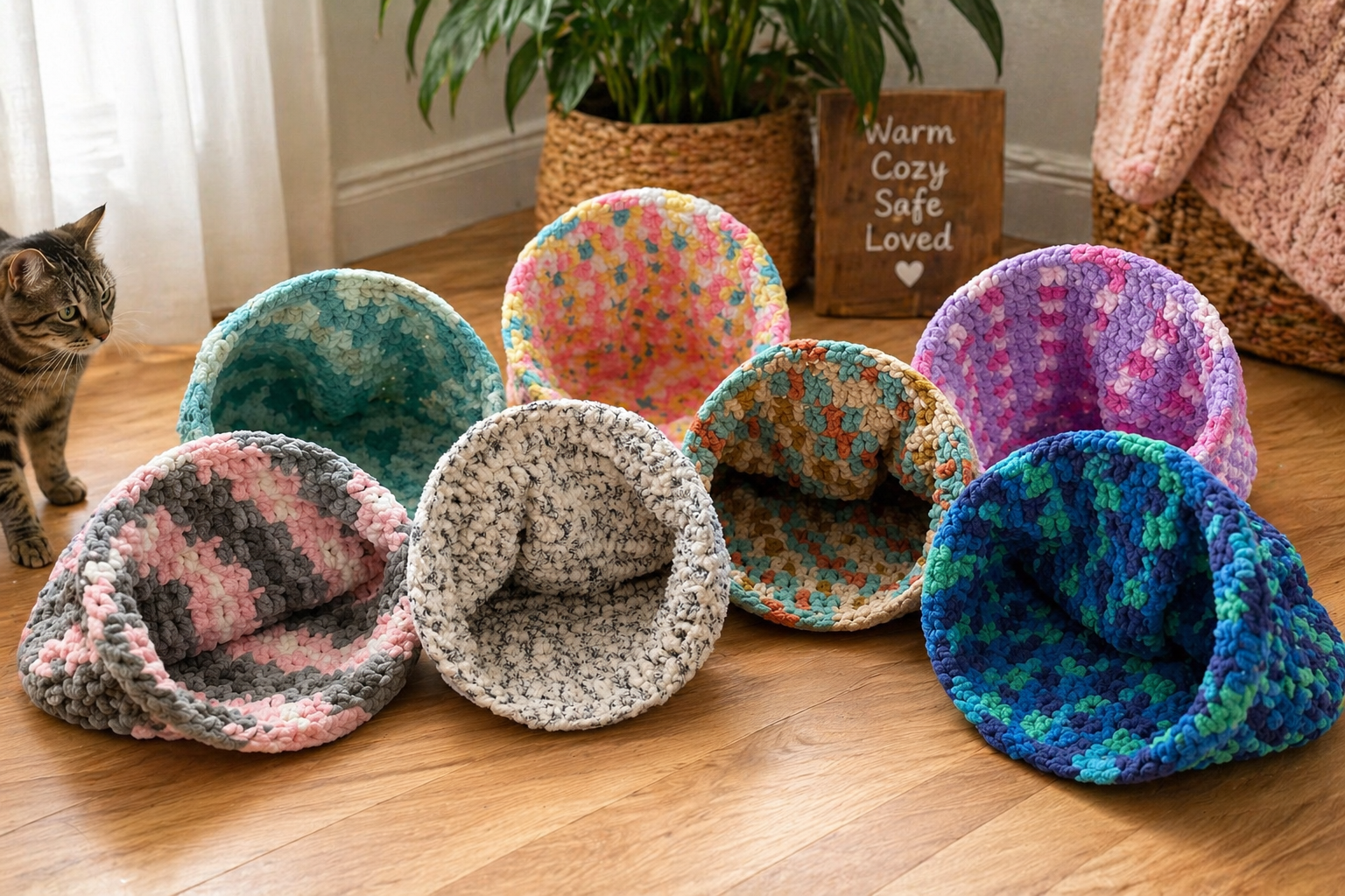 Crochet Cat Tunnel Bed