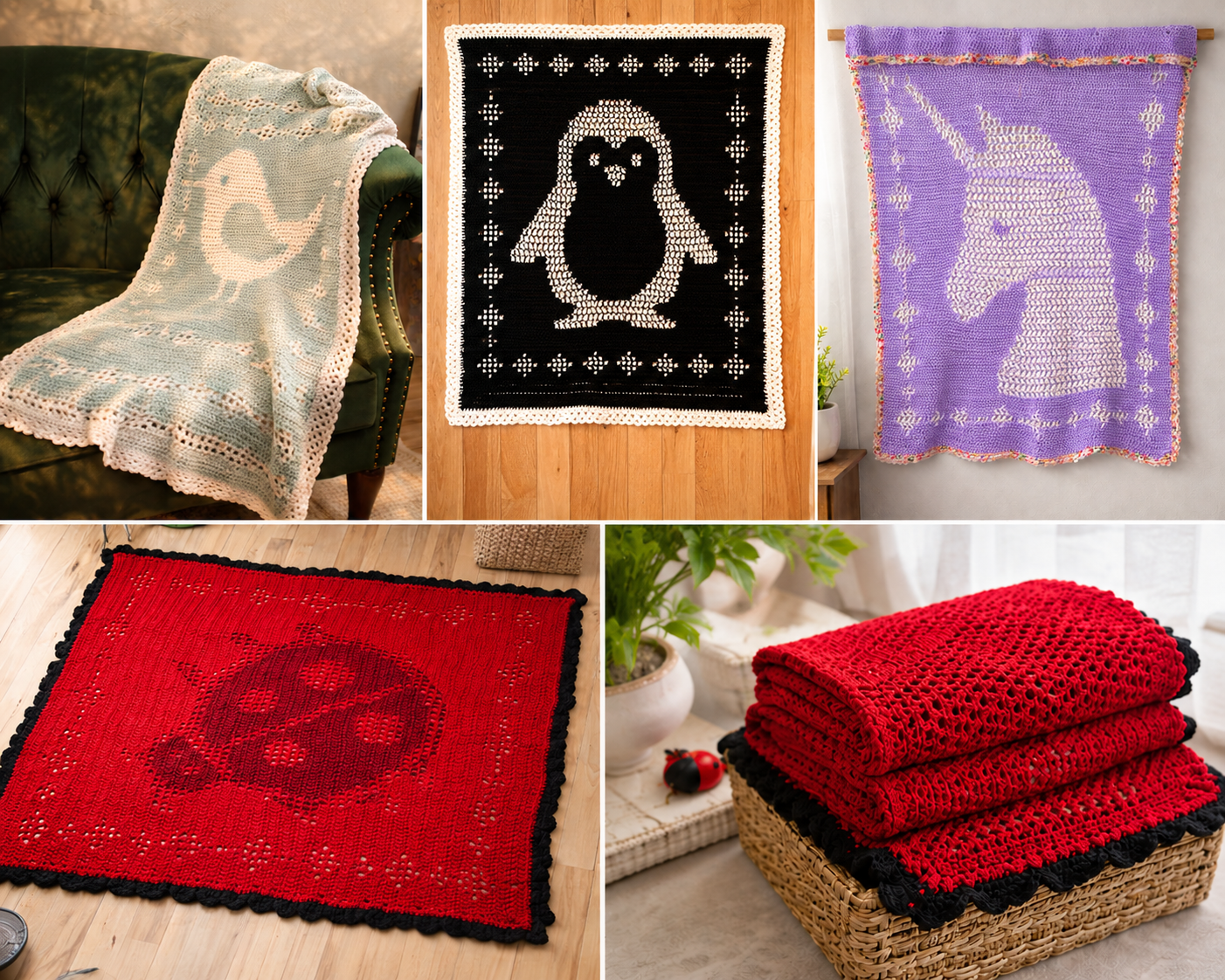 Animal Filet Crochet Blankets