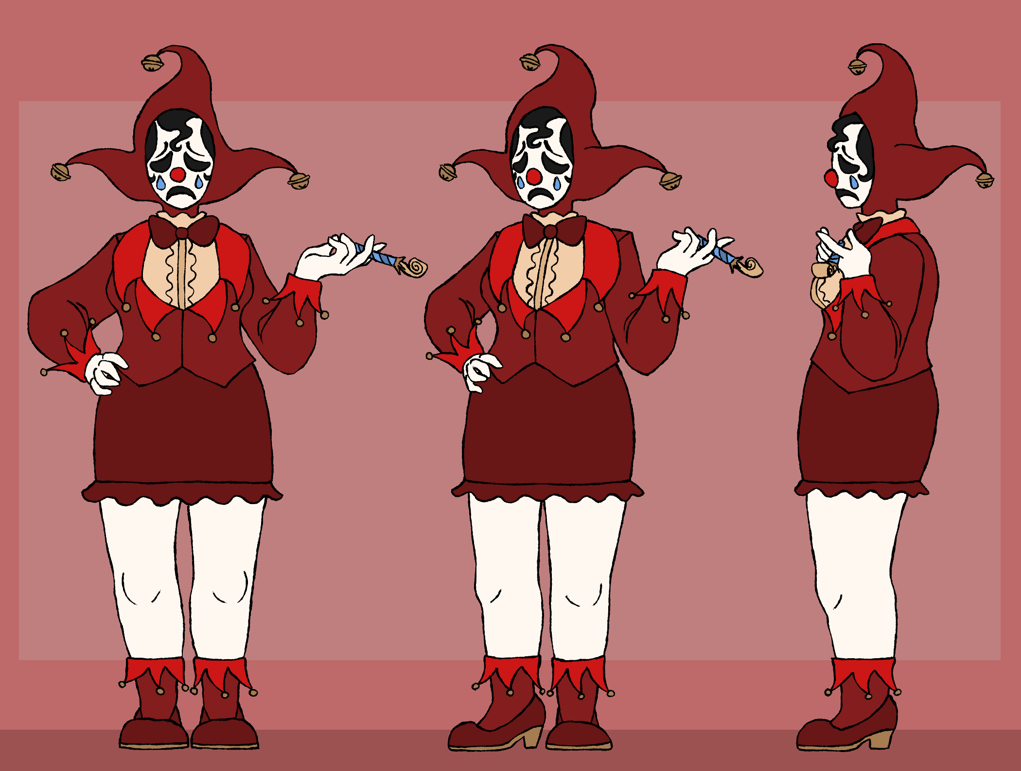 Stan- A depressed clown whose design is based on the sad clown paradox and a painting by Jan Matejko titled Stańczyk.