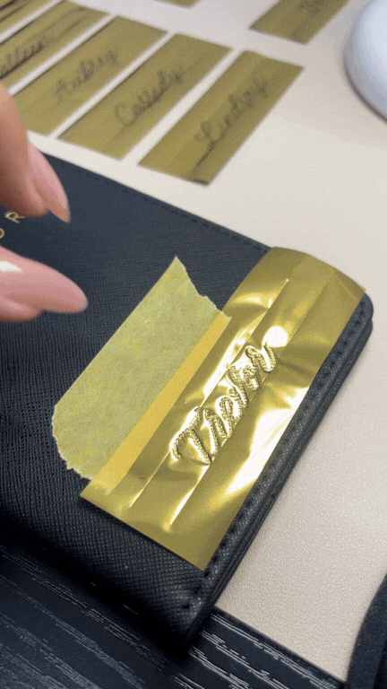 heat foiled leather wallter