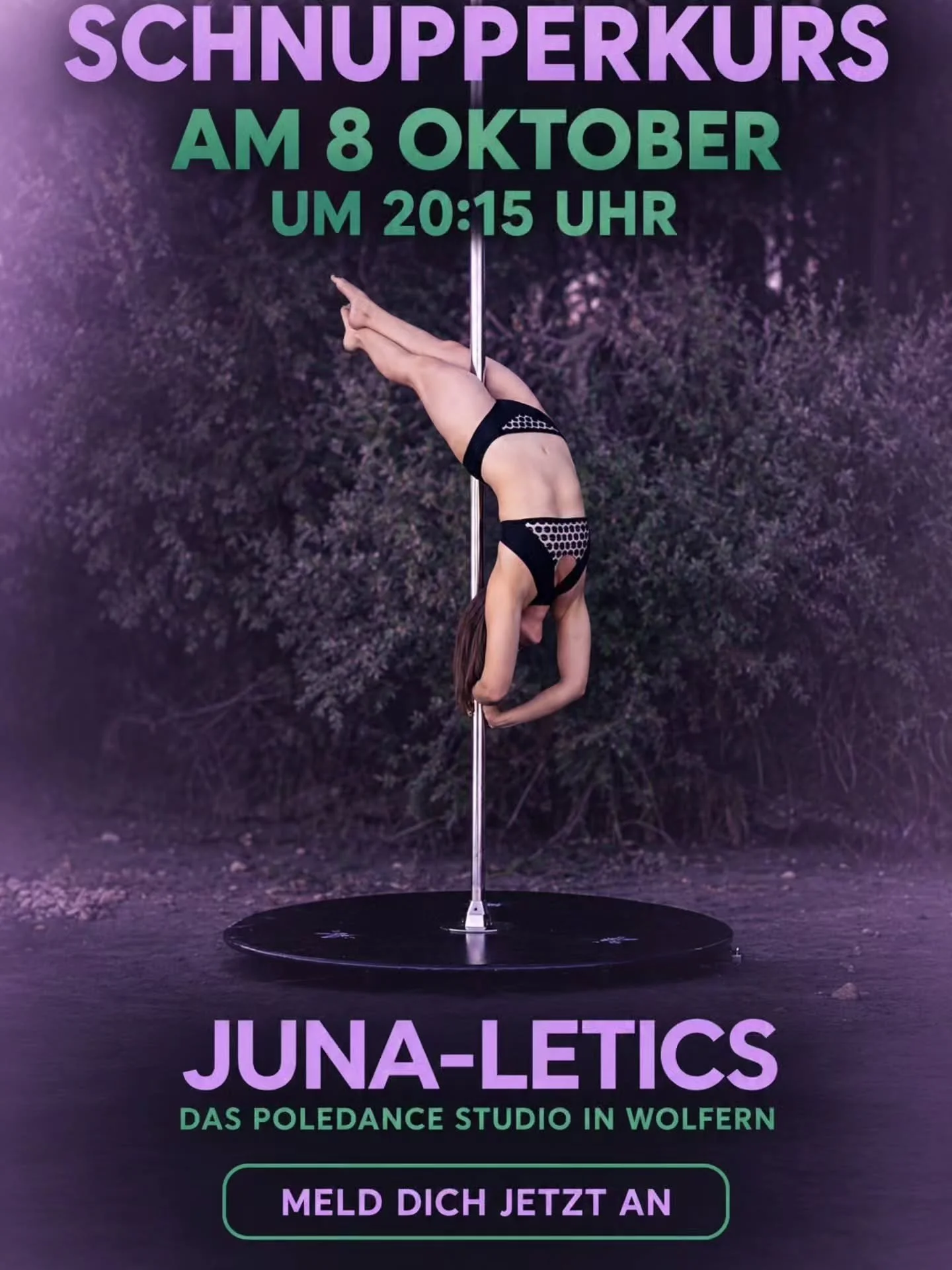 Du wolltest Poledance schon immer einmal ausprobieren? Dann ist der 8 Und 13 Oktober dein Abend! 💜

Schnapp dir deinen Mut und komm zu unserem Schnupperkurs. https://www.juna-letics.at/buchen?course_type=trial

Probier dich aus, entdecke, was dein K