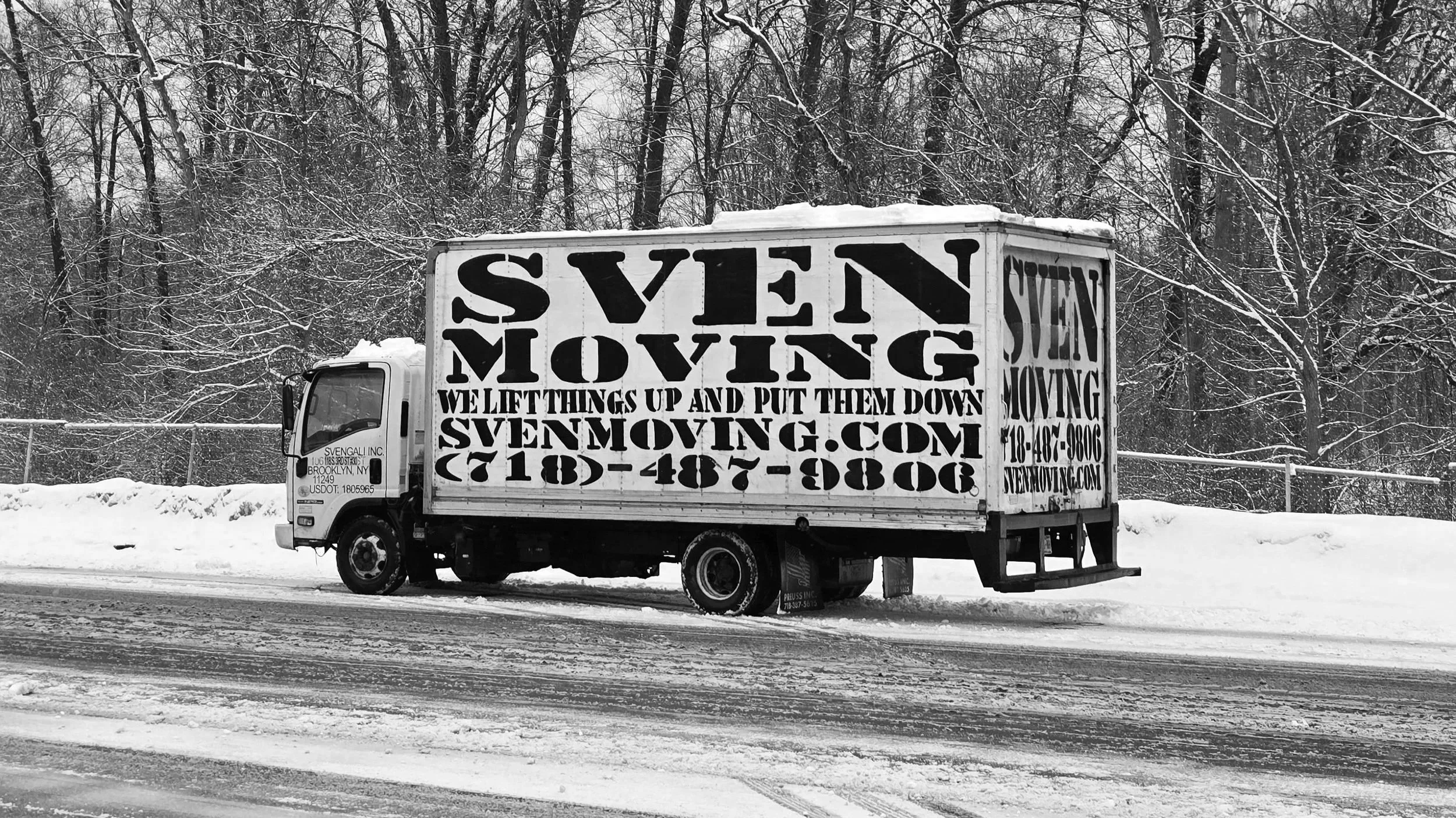 Sven Moving company truck parked on a brooklyn street