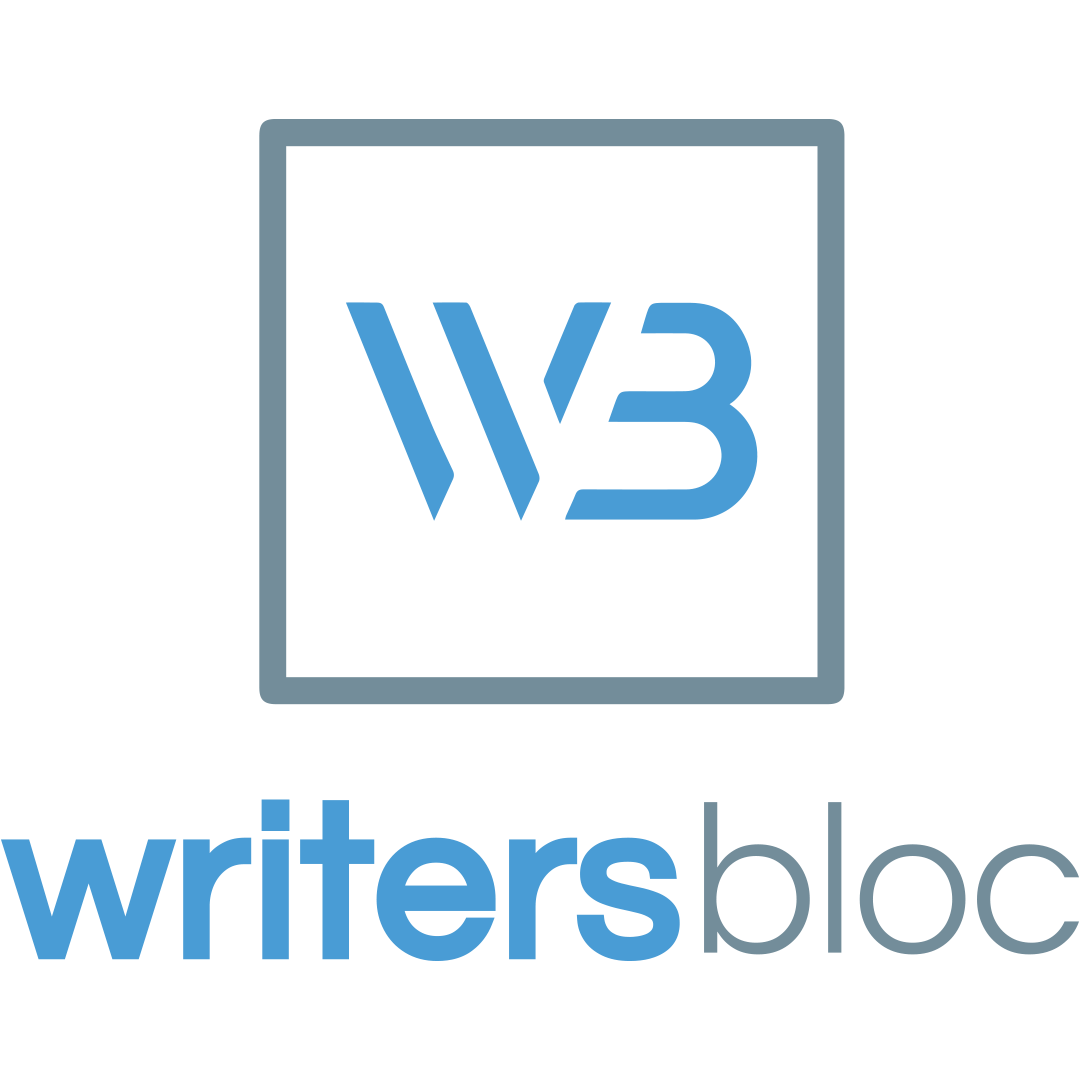 Writersbloc logo on the landing page of Chocolate Giraffe