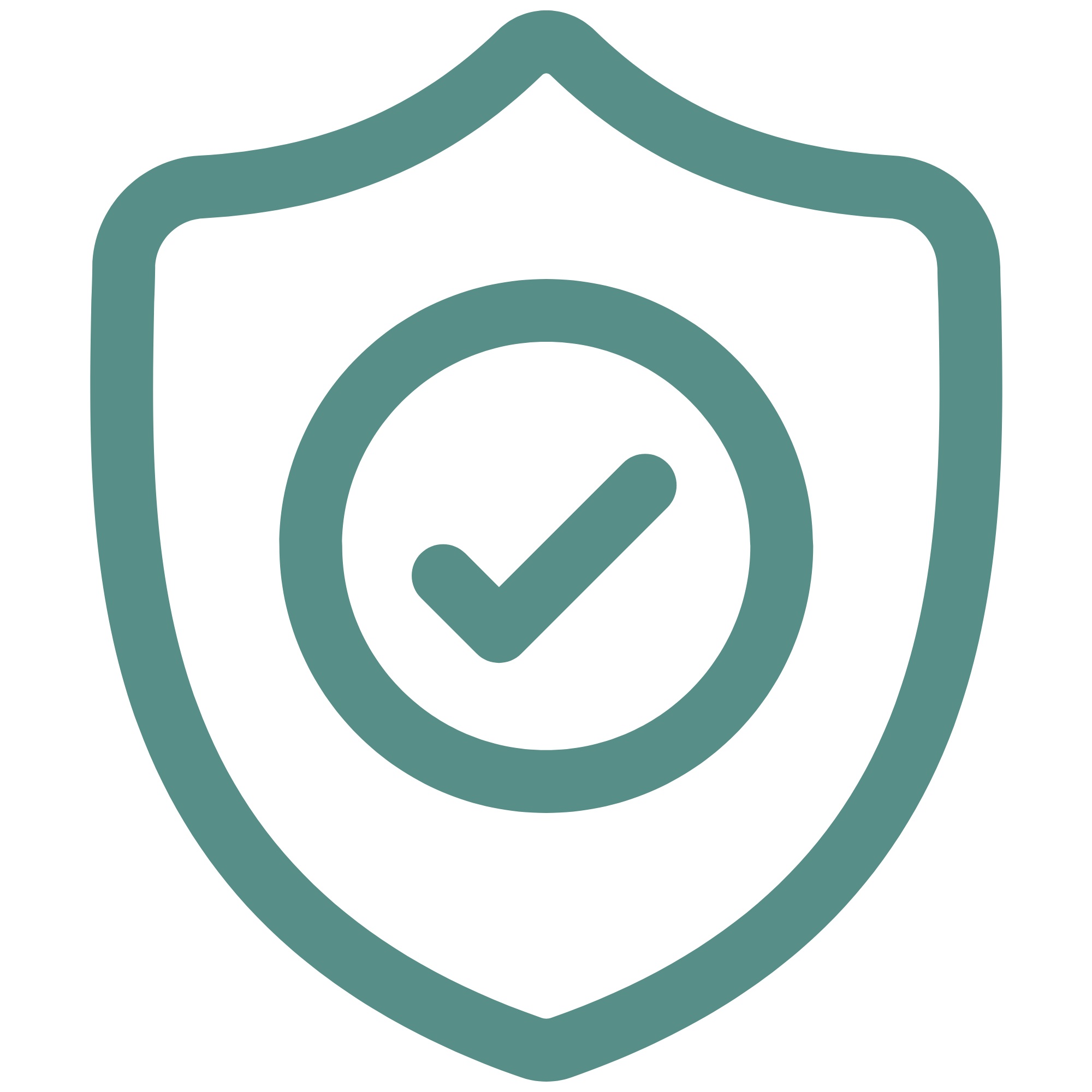 A large checkmark inside a circle with an outline of a house in the background.