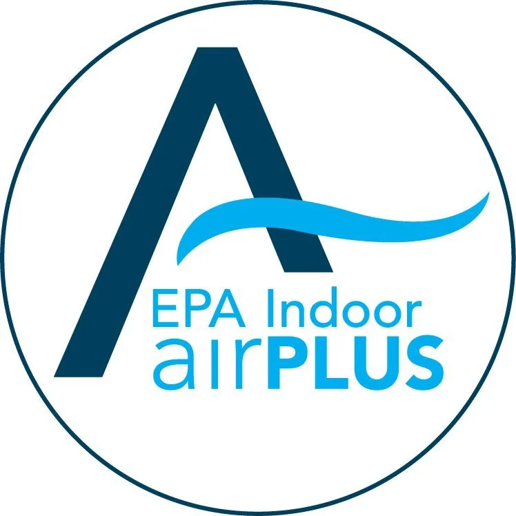 EPA Indoor AirPlus logo featuring a stylized letter 'A' with a blue swoosh, and text reading 'EPA Indoor AirPlus'.