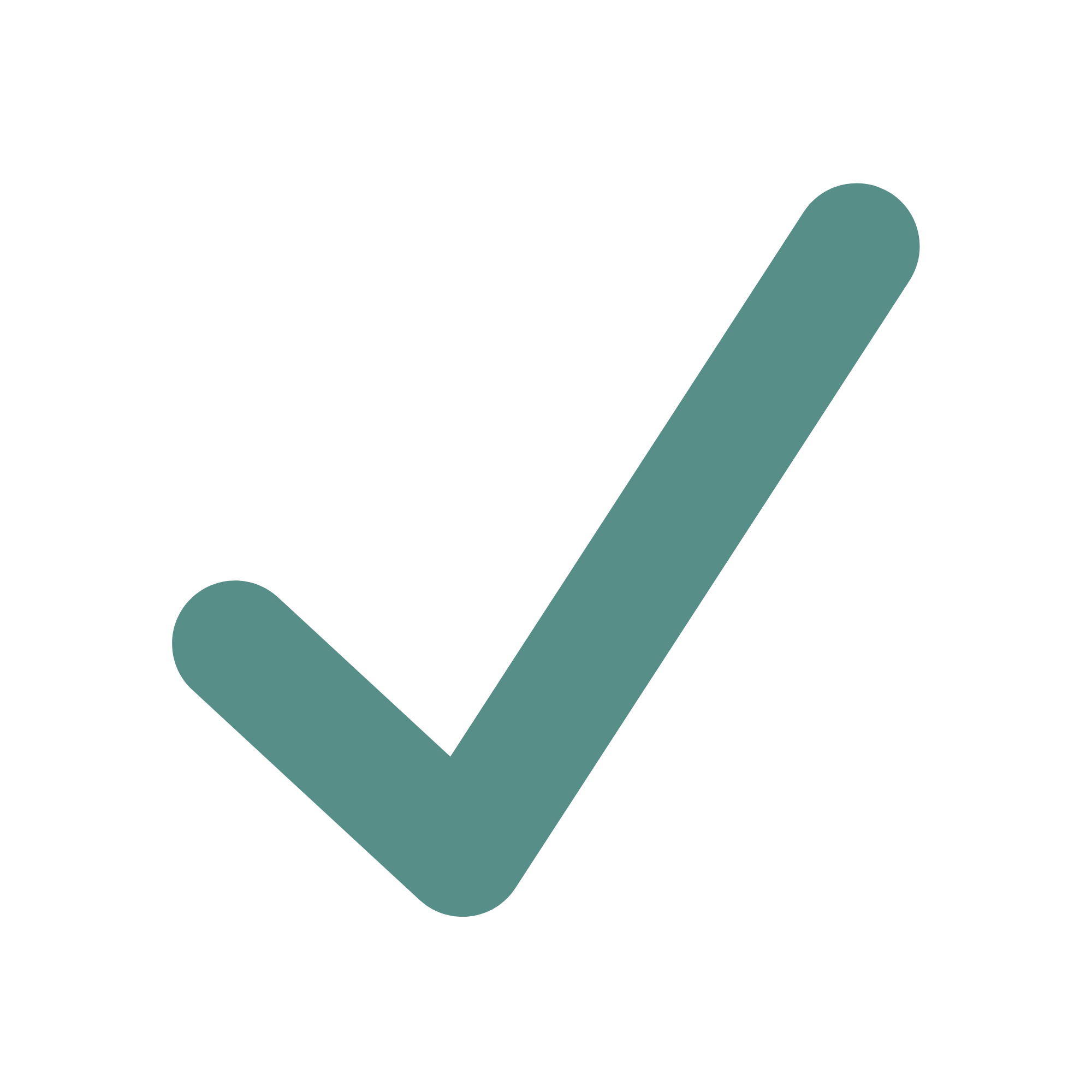 A teal-colored check mark symbol on a black background.