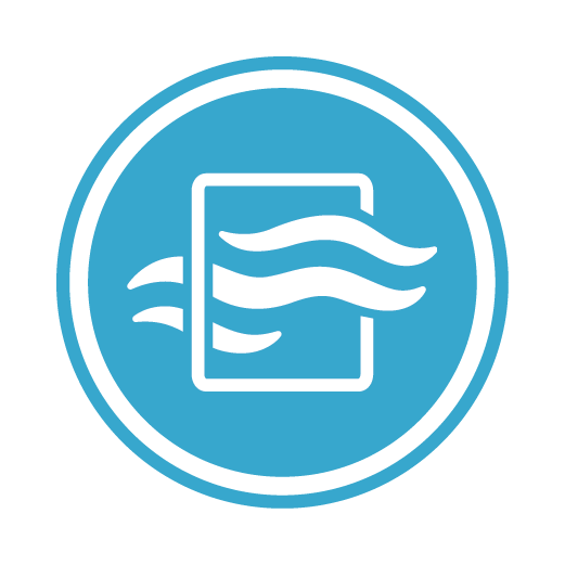 Icon of a smartphone with wavy lines representing wind or air, indicating airflow or ventilation.