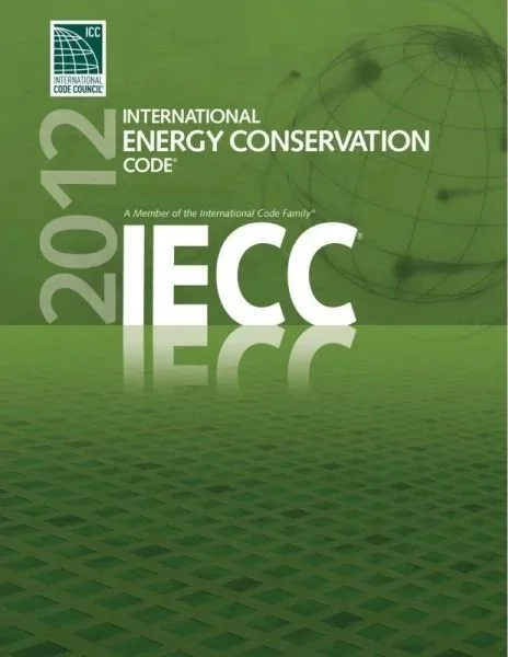 Cover of the 2012 International Energy Conservation Code (IECC) with a green background, globe illustration, and ICC logo.