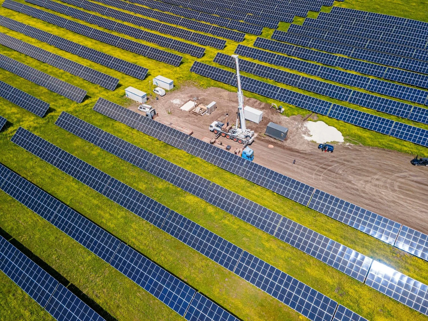 Construction on a solar field