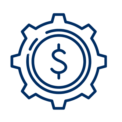 A gear icon with a dollar sign in the middle