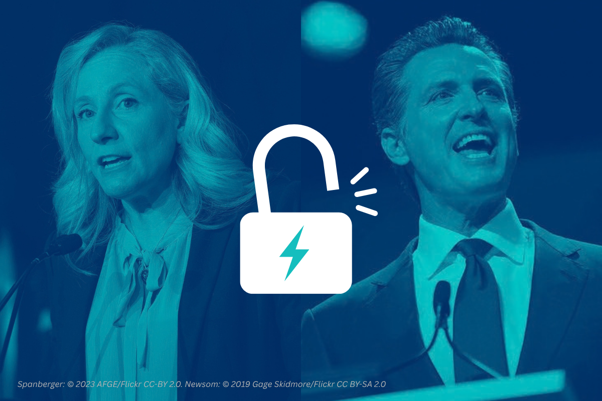 Governor Spanberger on the left, Governor Newsom on the right