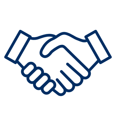 Two hands shaking as an icon. 