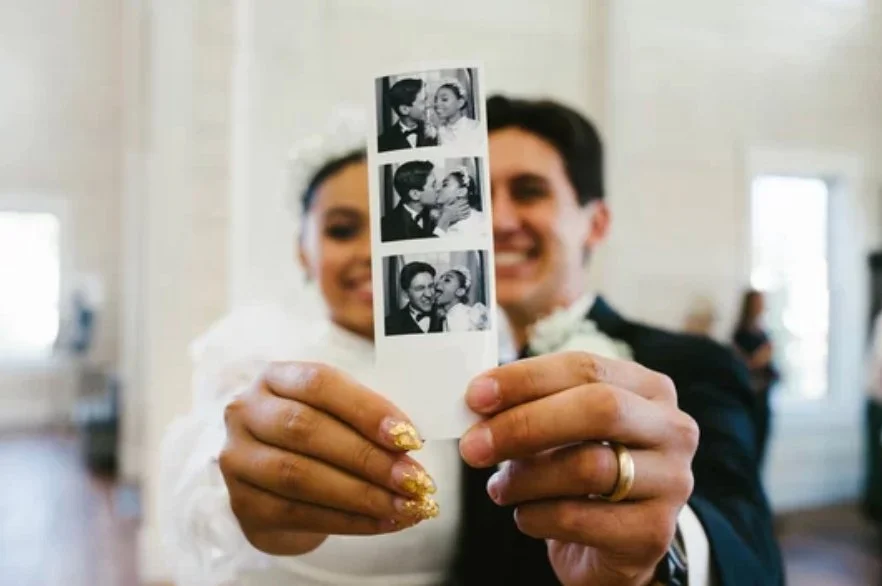 Bride and Groom in Luxury Photo Booth Experience Rental