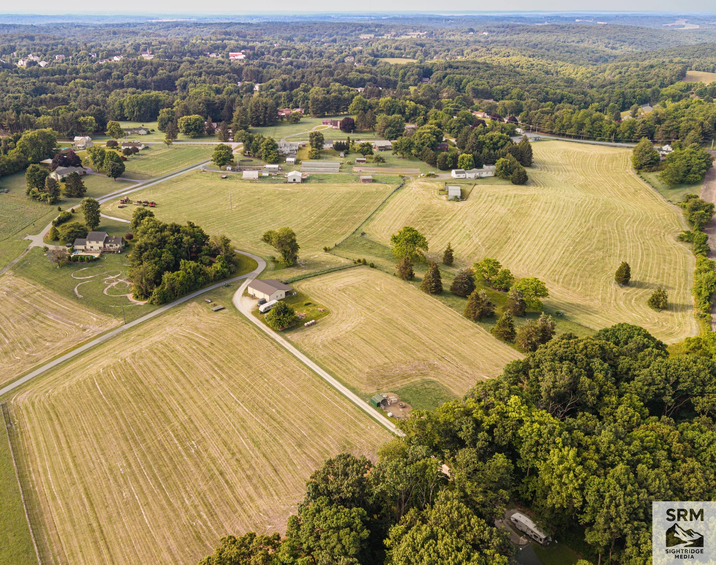 Aerial view of farmland in Baltimore County, Maryland