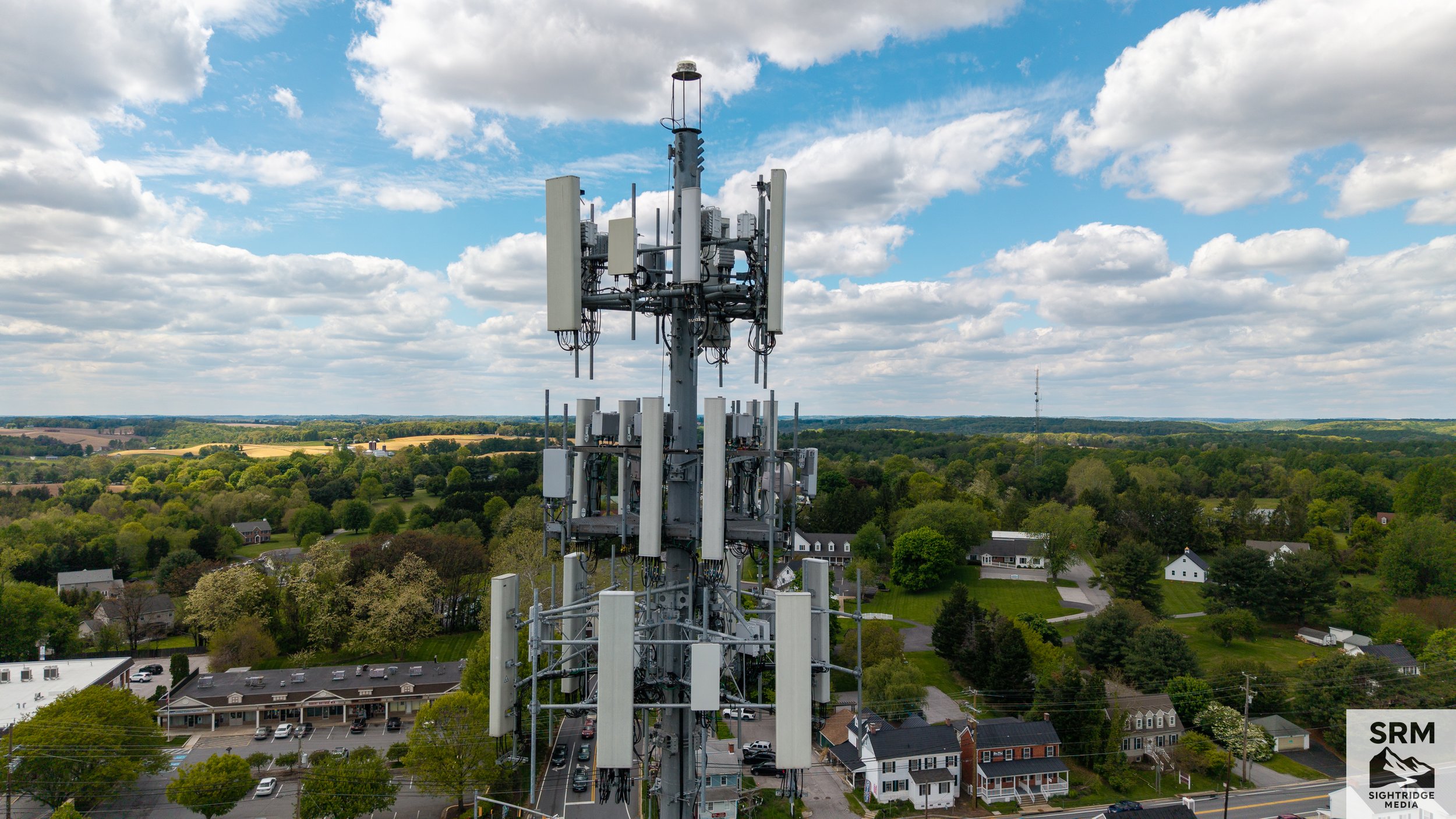 Cell Tower Infrastructure Documentation - Close-up aerial documentation of antenna arrays, mounting hardware, and tower structure — no bucket truck required.