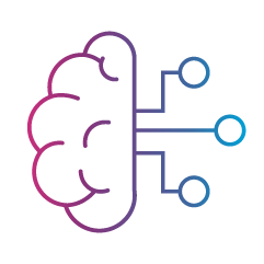 A simplified illustration of a brain combined with a circuit board, representing artificial intelligence or machine learning.
