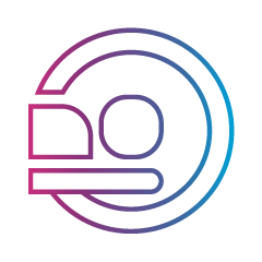 Abstract line art resembling a order or process diagram with purple and blue lines and shapes.