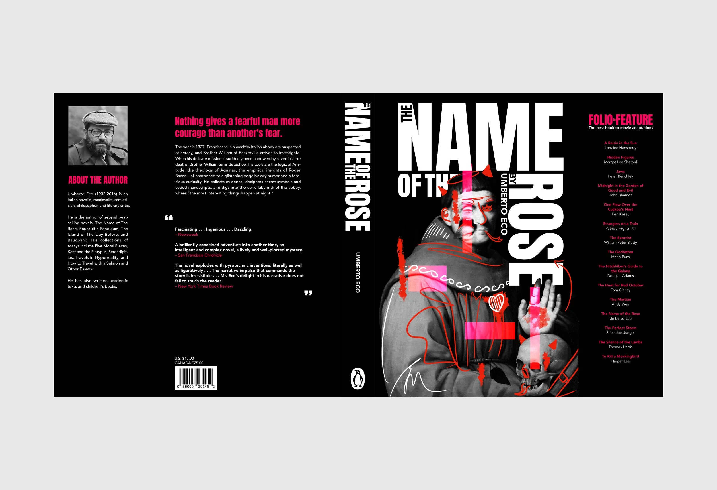 The front and back covers of 'The Name of the Rose'
