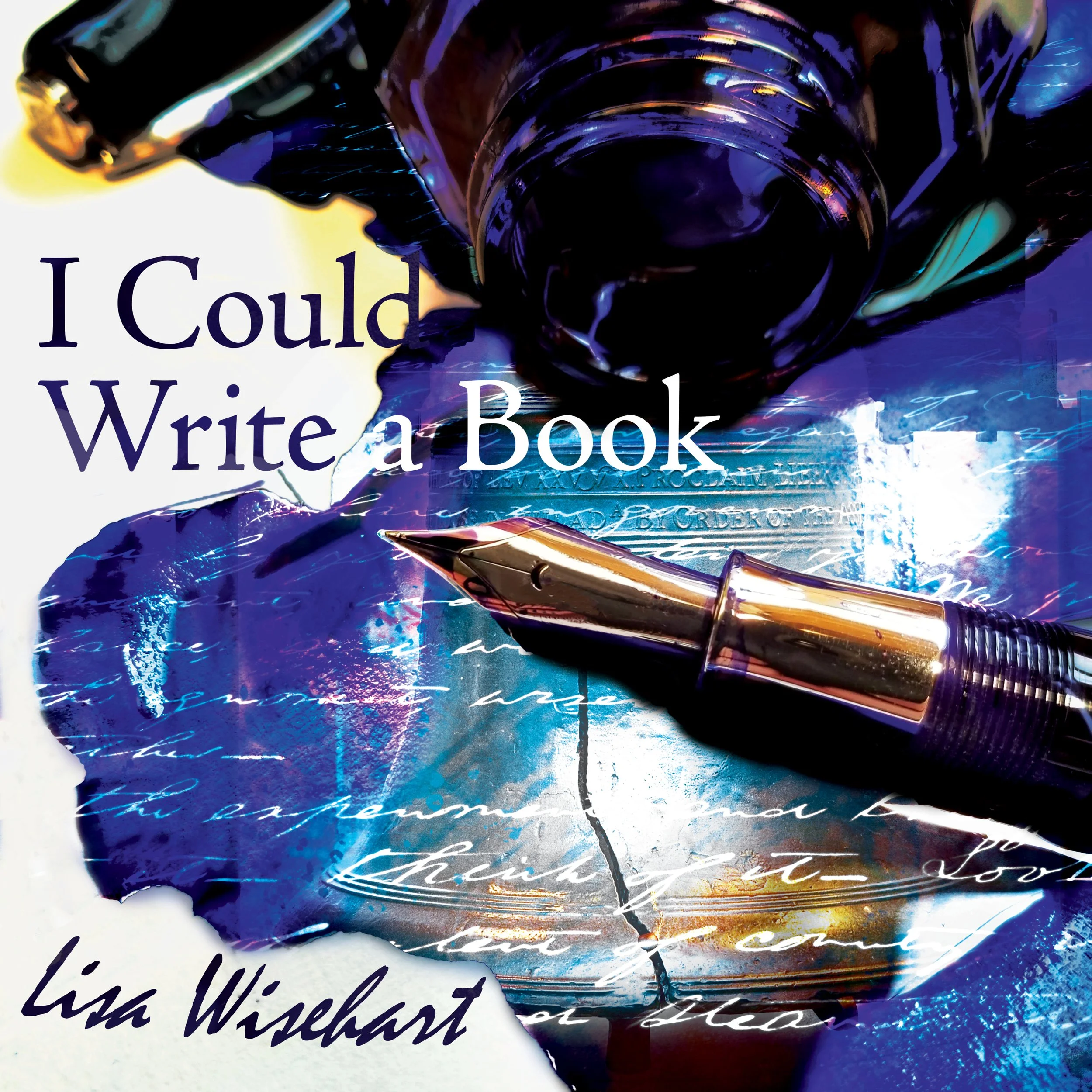 An album cover featuring spilled ink and a fountain pen. In the ink, the cursive script of the emancipation proclamation and the liberty bell is reflected back.