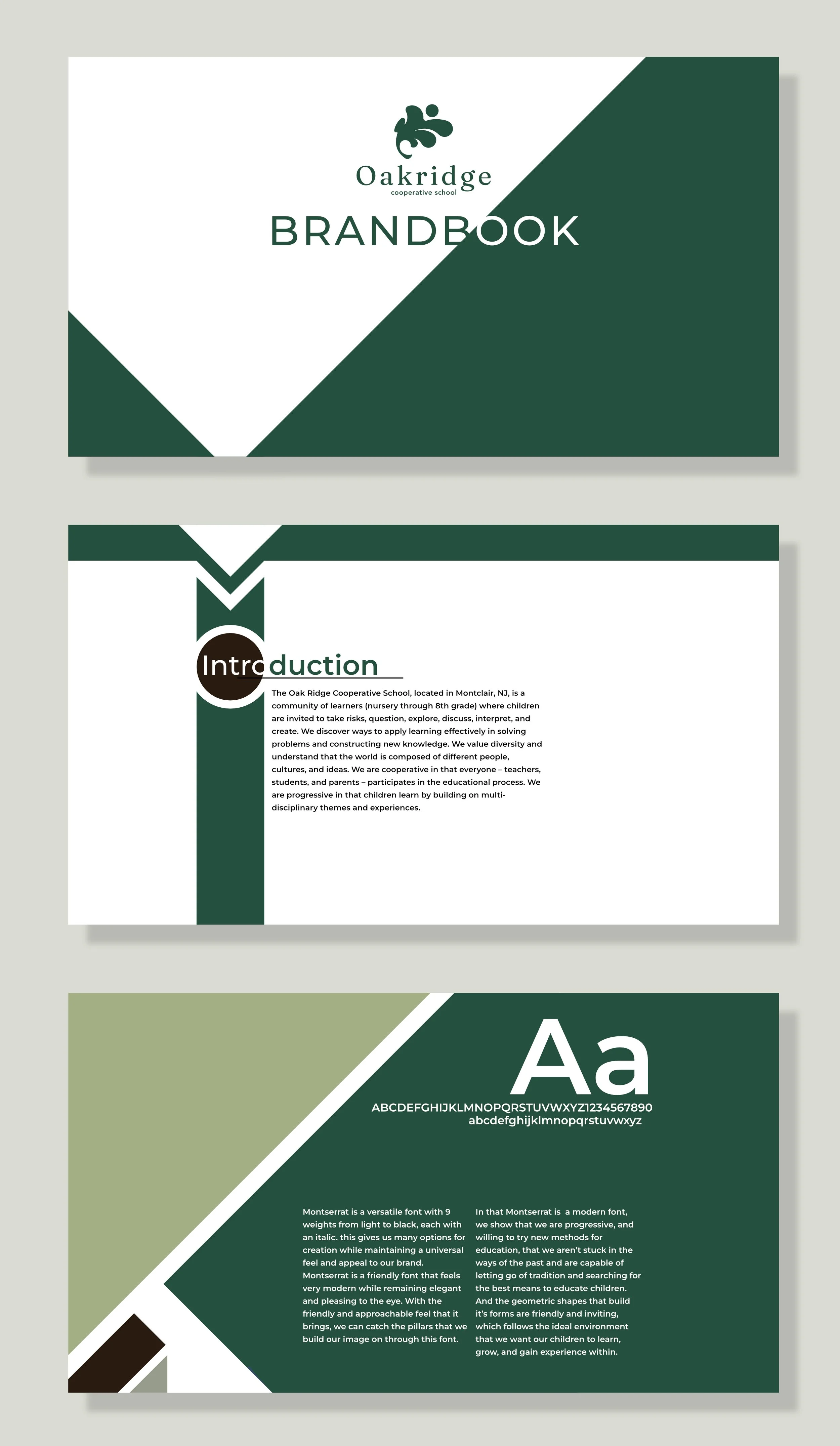 Segments of the Oakridge brandbook.