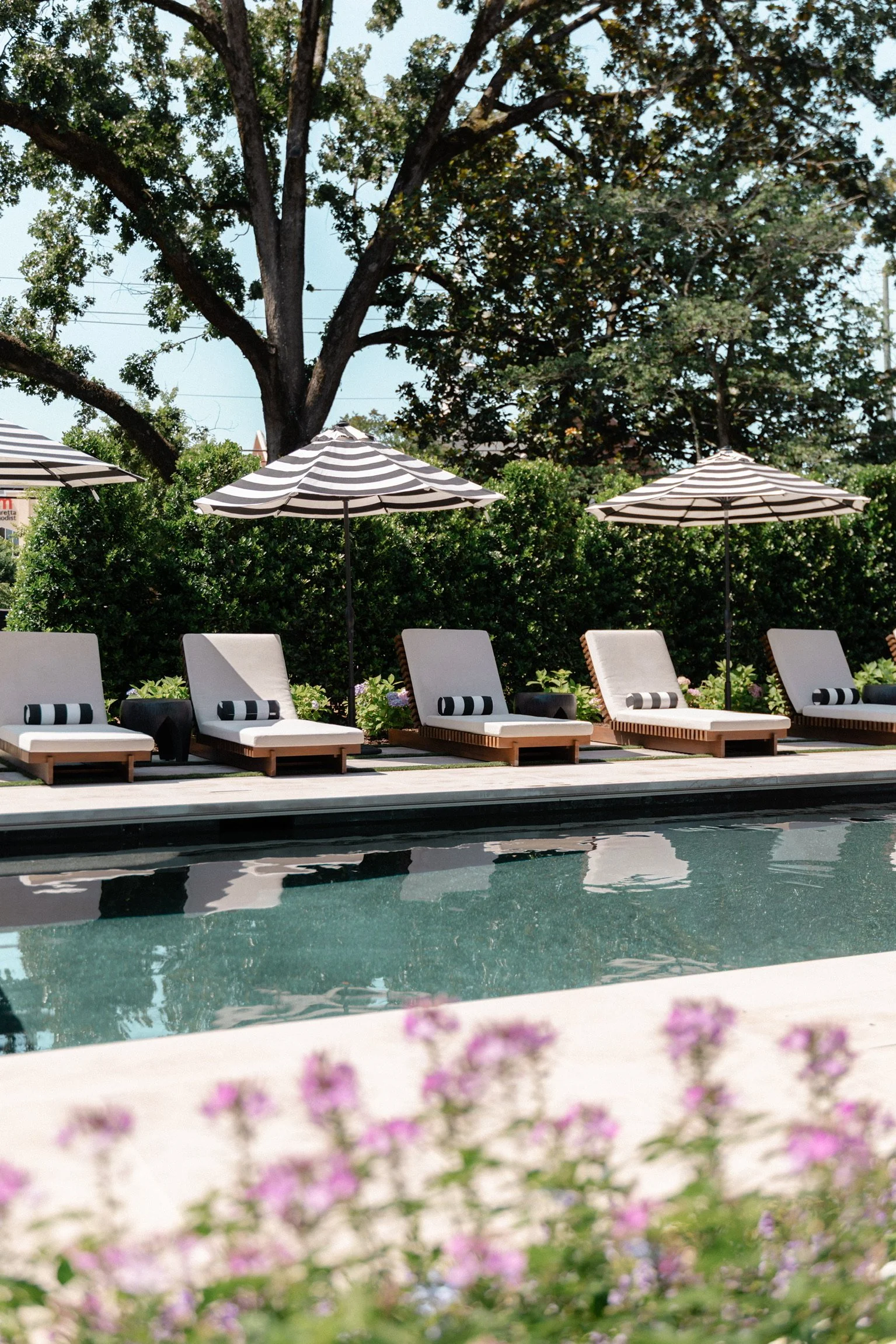 Modern Atlanta-area home exterior with pool — new home organization and move in services by Arranged by Alexis, in Atlanta, Georgia.