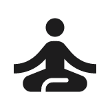 Icône d'une silhouette d'une personne en position de méditation ou de yoga, assise en tailleur.