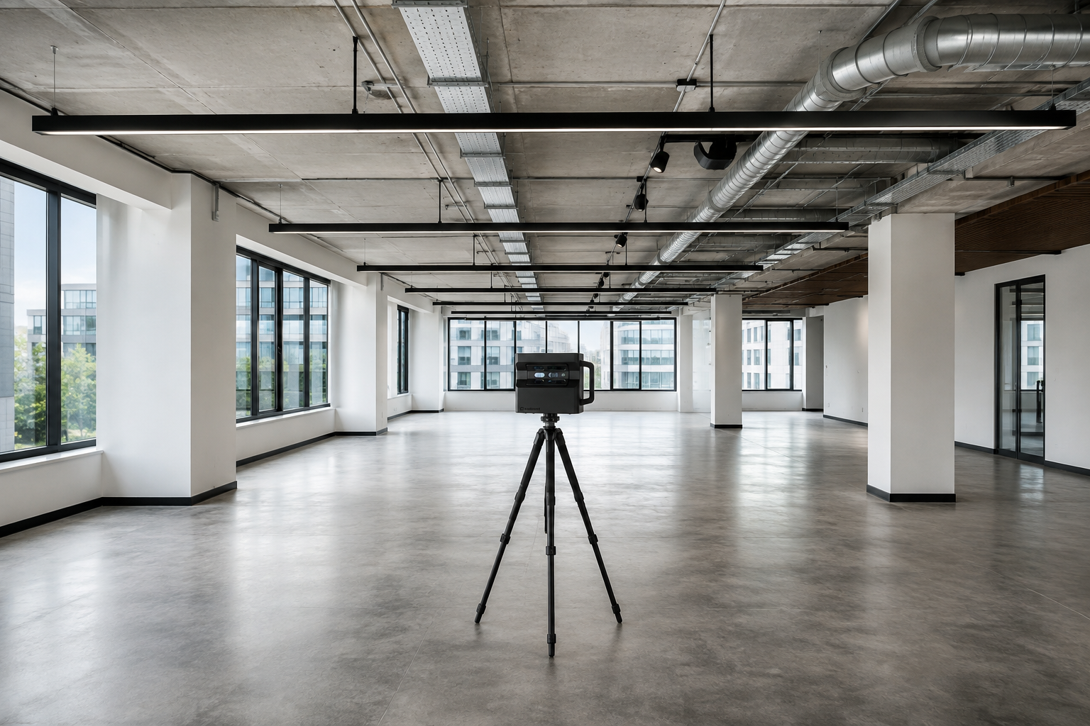 Caméra Matterport dans un open space vide