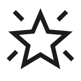 Une étoile avec des lignes rayonnantes autour.